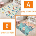 Baby Crawling Mat, Non-Slip Stain-Resistant & Easy-Clean Educational Floor Mat, Foldable & Portable Play Mat for Living Room, Grey-Brown Bear & Dinosaur Paradise Design, 78.74"x70.87"