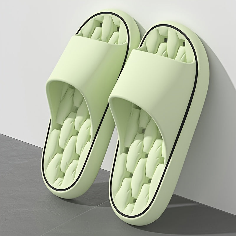 Summer Non-Slip Bathroom Slippers - Thickened Hollow-Out Quick-Drying Indoor & Outdoor Slippers for Women & Couples - US 5.5–11 - 7 Colors