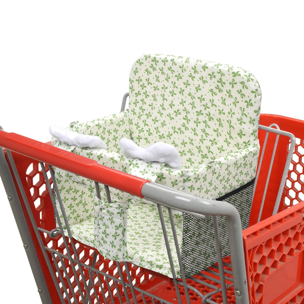 Baby Shopping Cart Cover & High Chair Cushion, Soft Padded Fully Enclosed Seat Cushion with Side Pocket, Portable Foldable Infant Seat Cover for Grocery Cart & Wooden Dining Chair