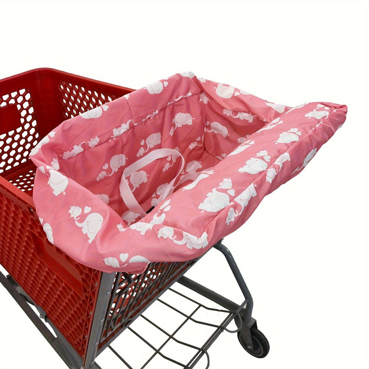 Baby Shopping Cart Seat Cover & High Chair Cushion, Foldable Portable Protective Seat Pad for Supermarket Carts Trolleys & High Chairs, Pink Elephant & Blue Elephant