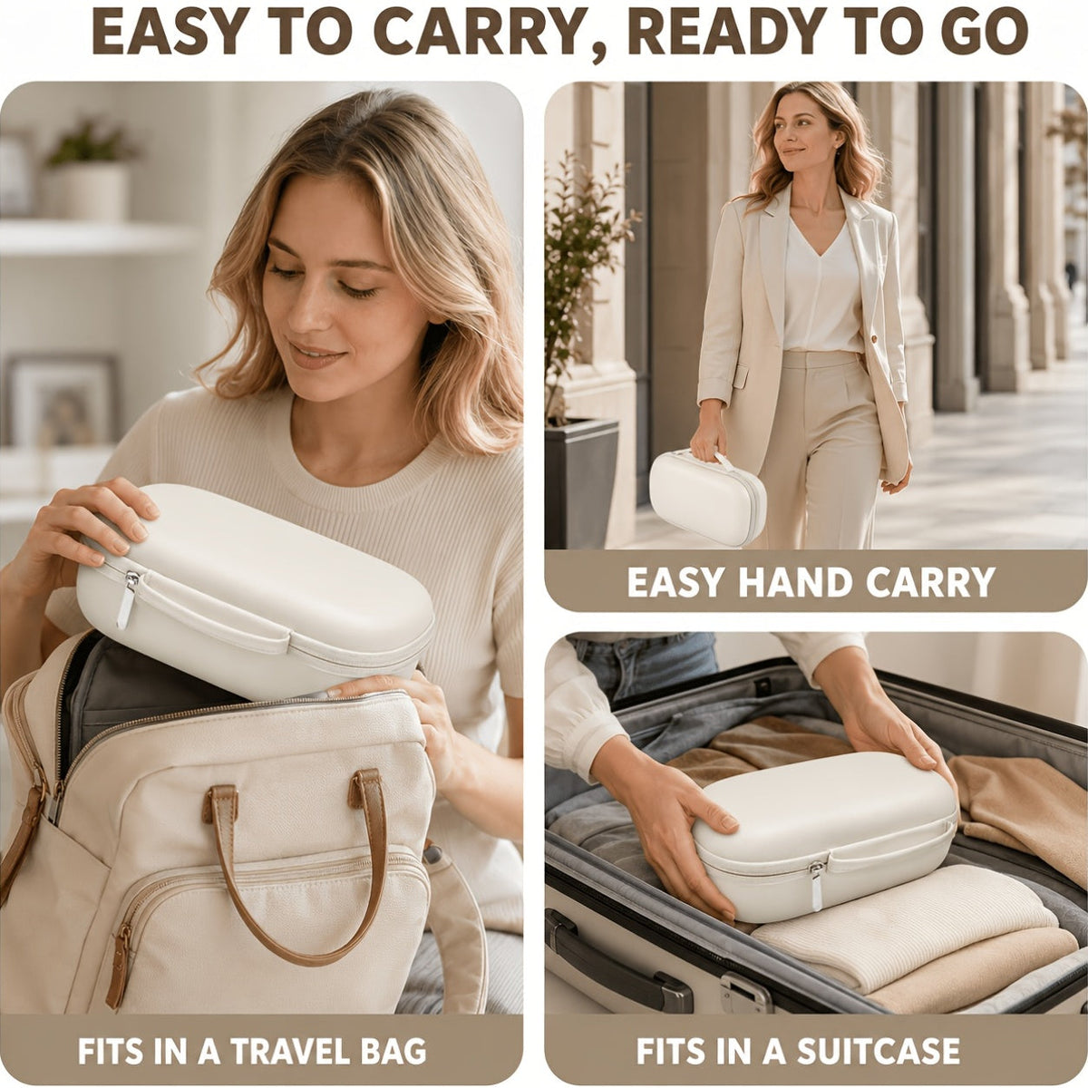Portable Hard-Shell Breast Pump Storage Case for Eufy S1 Pro S1 E20 & E10, Travel Organizer Bag for Pump Accessories Charging Cable & Parts, Off-White (Case Only)