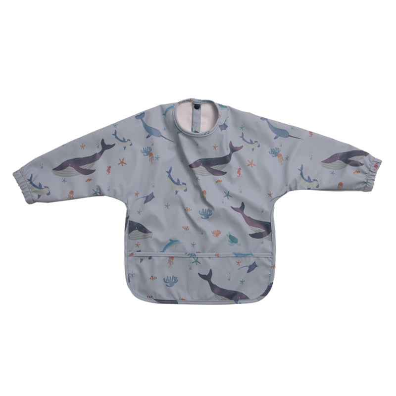 Baby Long-Sleeve Feeding Bib Smock for Boys & Girls, Waterproof Art Smock with Cute Prints for Infants & Toddlers Ages 6-36 Months, Reusable Mealtime & Painting Coverall