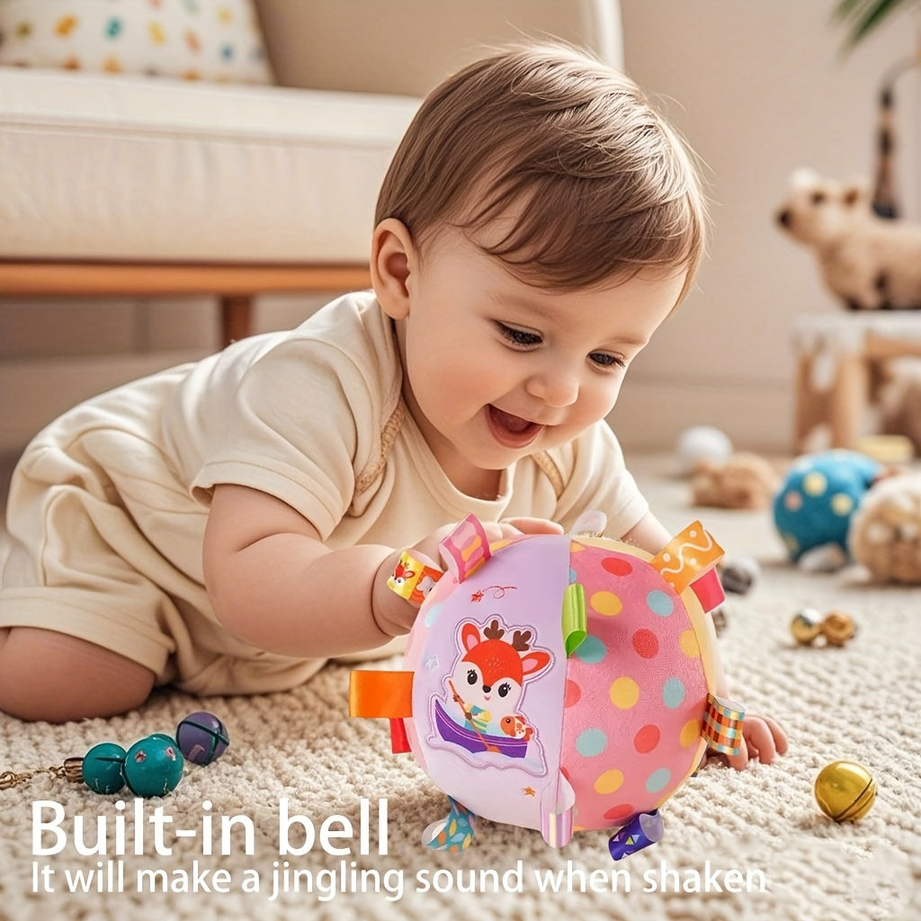 Baby Grasp Ball Rattle Toy for Newborns, Soft Animal Sensory Shaker for Infant Hand Grasp Training & Early Learning, Cute Animal Designs for Boys & Girls 0-12 Months, Baby Shower Gift