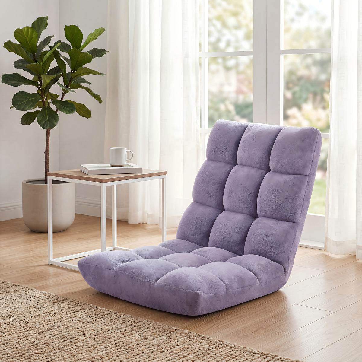 Adjustable Foldable Floor Chair Thick Padded Plush – 14-Position Lazy Sofa Gaming Reading Meditation Yoga Lounger for Bedroom Dorm Apartment