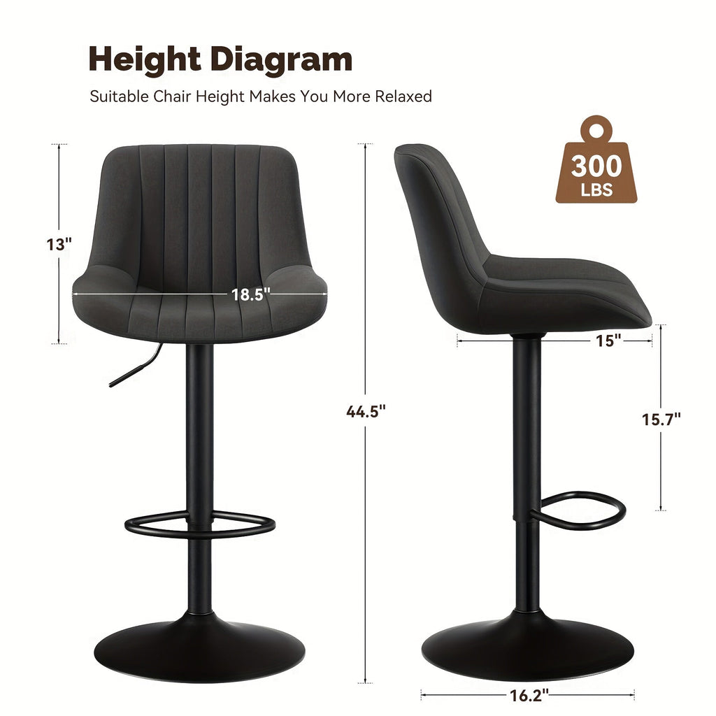 Adjustable Swivel Upholstered Counter Height Bar Stool with Back & Footrest – Kitchen Island Counter Chair in 6 Colors (Set of 1 2 3 or 4)