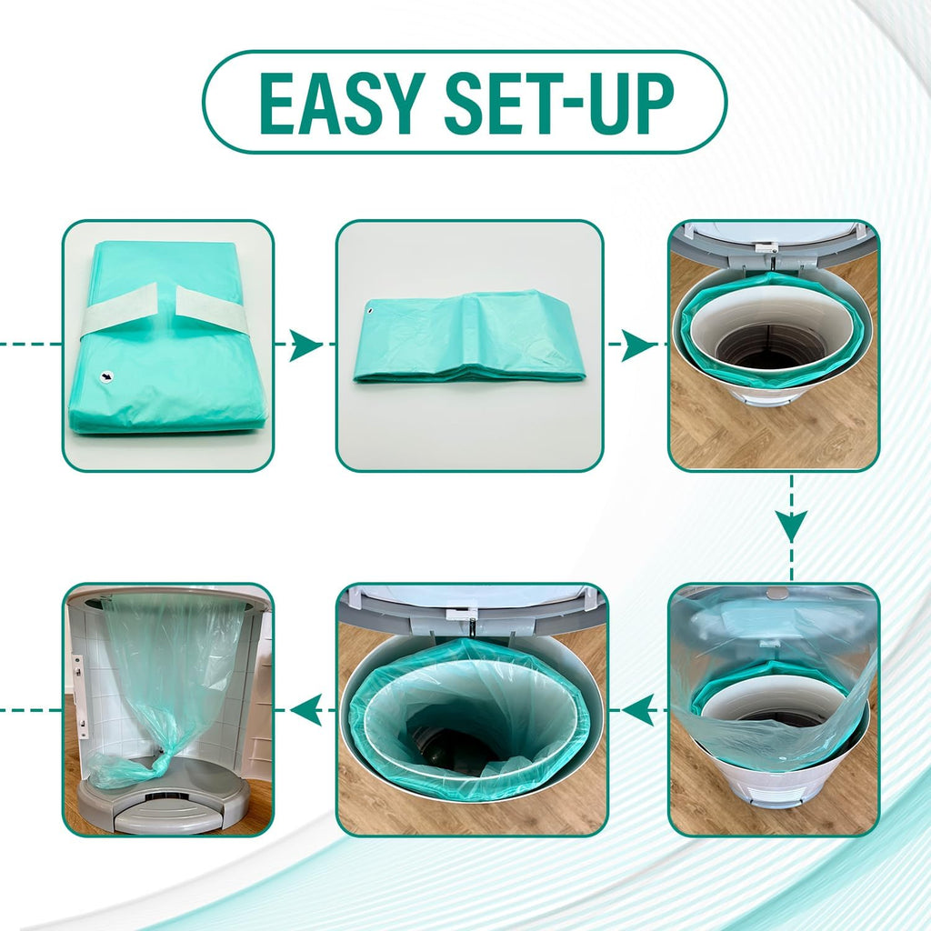 5-Pack Extra Thick Diaper Pail Refill Bags, Fully Compatible with Korbell 26L & 29L Plus Diaper Pail, 10 Meters Long x 42cm Wide, Turquoise 420