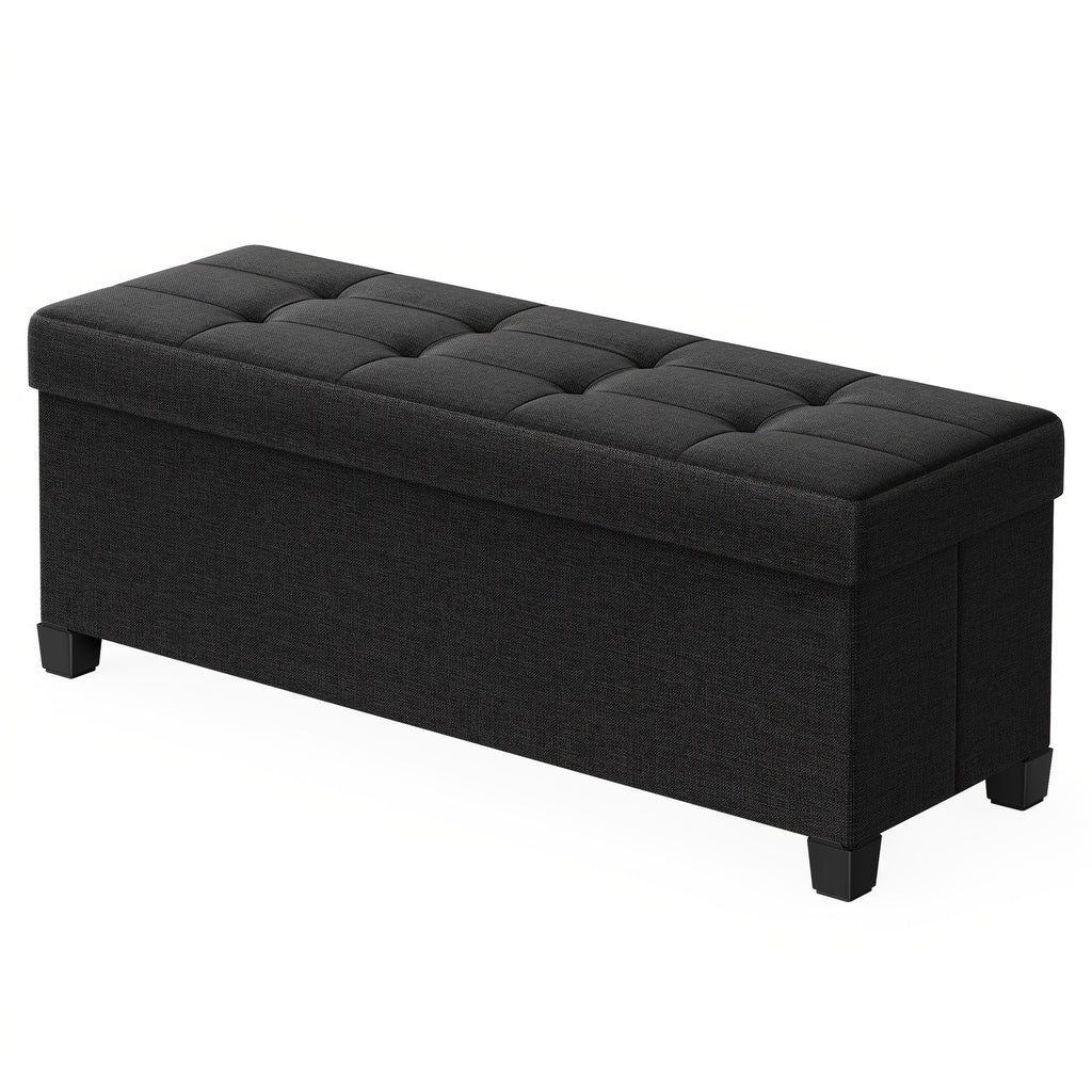 Foldable Storage Ottoman Bench 43" – Upholstered Collapsible Foot Rest & Seat for Living Room Bedroom in 6 Colors