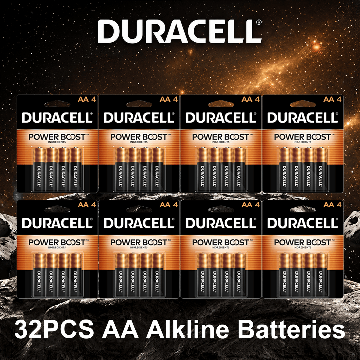 Duracell Coppertop AA Alkaline Batteries 32-Pack - Stable High Output Voltage, Long-Lasting Power for Heavy-Drain Electronic Devices, Remotes, Toys & More