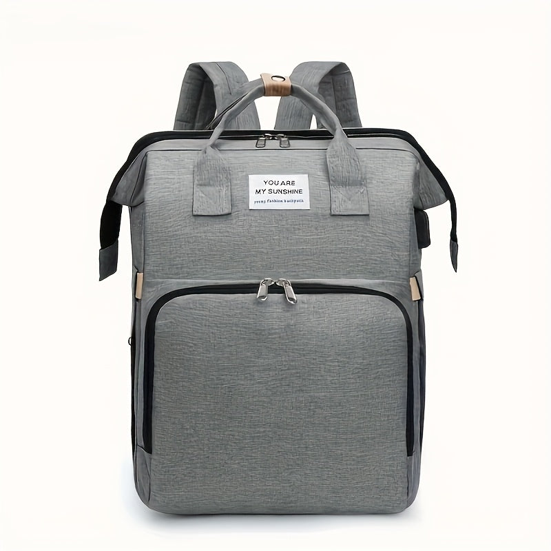 Women's Large Capacity Expandable Travel Backpack, Heavy-Duty Multi-Compartment Foldable Laptop Backpack for Work & Travel, Durable Polyester Carryall in Dark Blue & Grey