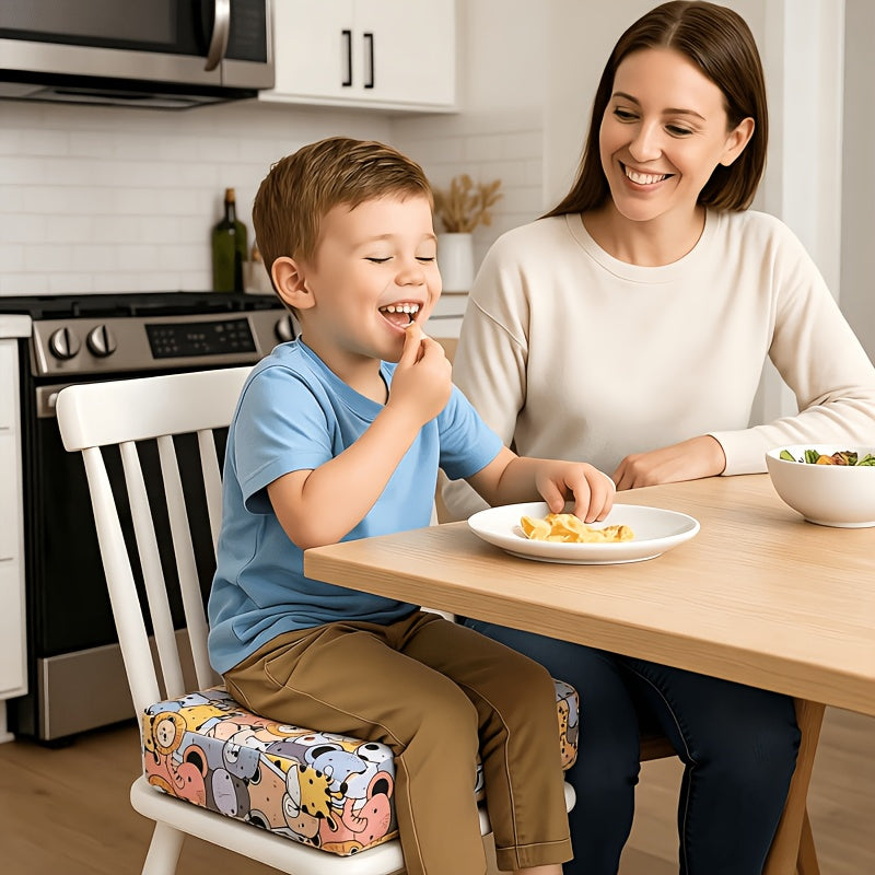 Toddler Dining Booster Seat Cushion, Portable High Chair Booster Pad with Cute Cartoon Animal Print, Non-Slip & Safe Kids Dining Seat Cushion that Fits Most Chairs, Animal Photos & Giraffe