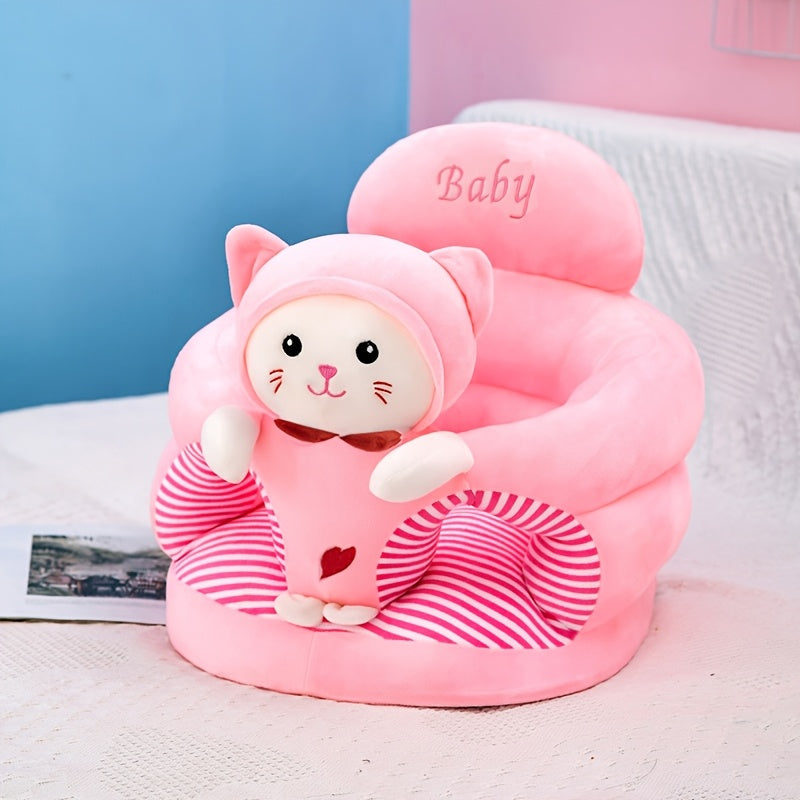 Baby Sit-Me-Up Floor Seat, Cute Plush Infant Sitting Support Chair for Learning to Sit & Feeding, Comfortable Baby Sofa Floor Seat for Babies 4+ Months, Machine Washable, Green & Rose