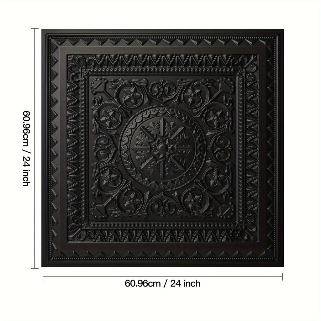 3D PVC Ceiling Tiles 2'x2' - 12-Pack, 48 Sq.Ft, Drop Ceiling & Glue-Up, Waterproof, Lightweight, Paintable - Ceiling & Wall Decoration, Remodeling - Black & White