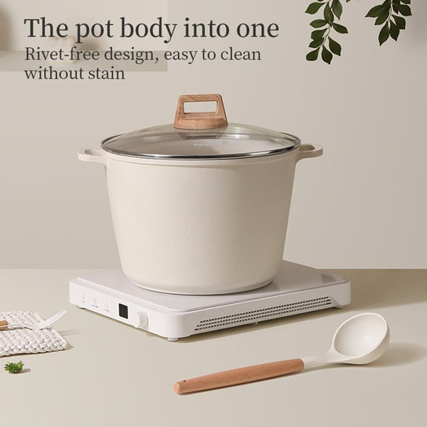 10.5QT Non-Stick Large Soup & Stock Pot – Family Size Even Heating All-Stove Compatible for Soups Stews Boiling & Meal Prep in White