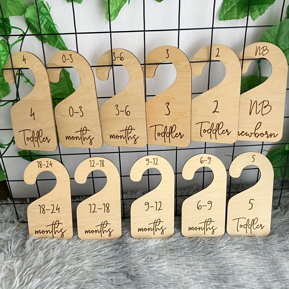 11-Piece Wooden Children's Clothes Hanger Set, Natural Wood Kids Clothing Hangers for Nursery Closet & Wardrobe Organization, Baby & Toddler Wardrobe Hangers