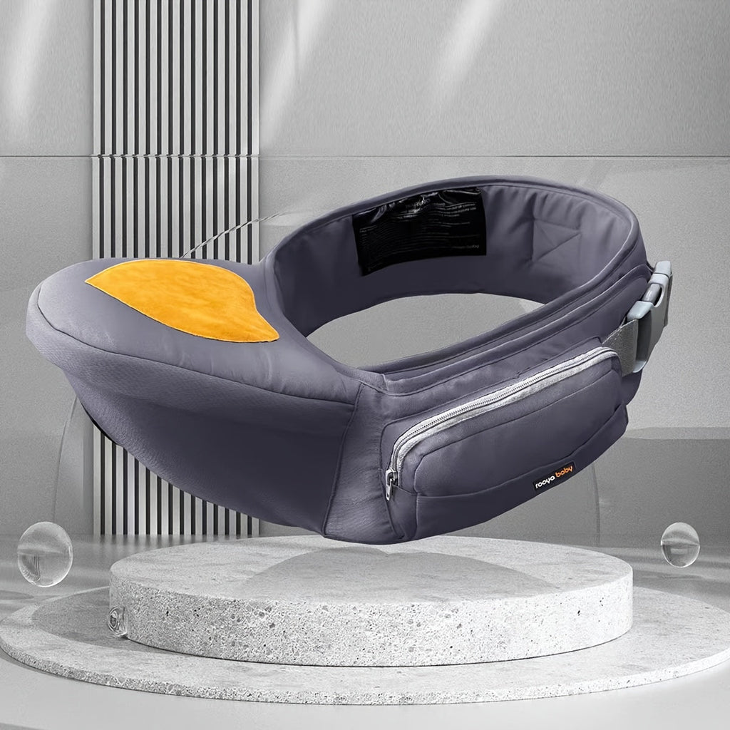 Baby Hip Seat Carrier & Waist Stool with Sling Belt, Ergonomic Infant Hip Seat for Hands-Free Carrying, Adjustable Waist Belt for Newborn to Toddler, Grey & Deep Blue
