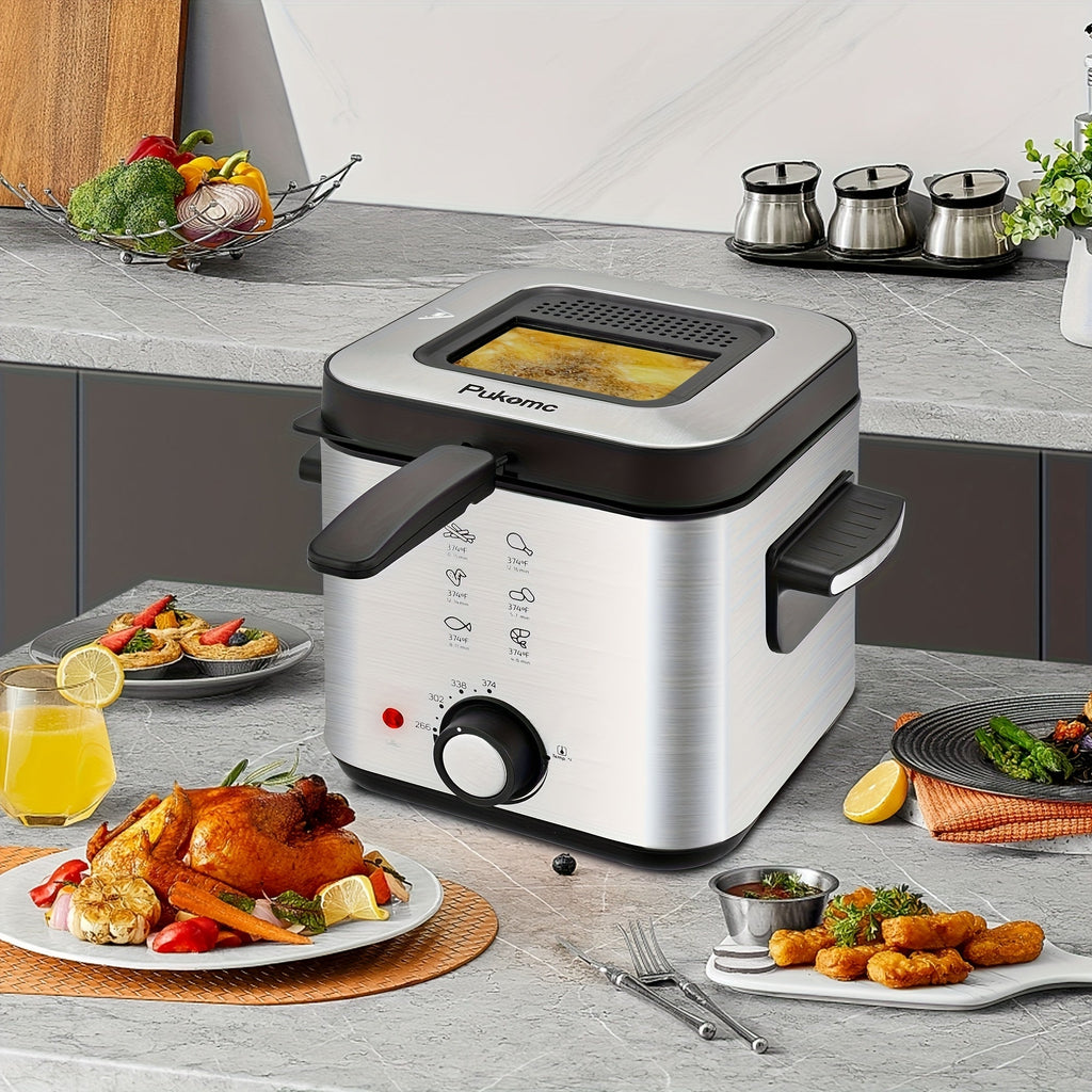 Susteas Household Deep Fryer - 1500W, Non-Stick Inner Pot, Adjustable Temperature Control, Stainless Steel Frying Basket - 1.5L, 2.5L, 3L, 5L & 6L
