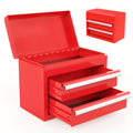 Mini Metal Toolbox with 2 Drawers & Top Storage - Small Garage Hardware Tool Organizer Cabinet - Red, Pink, Macaron Green, Macaron Blue & Black