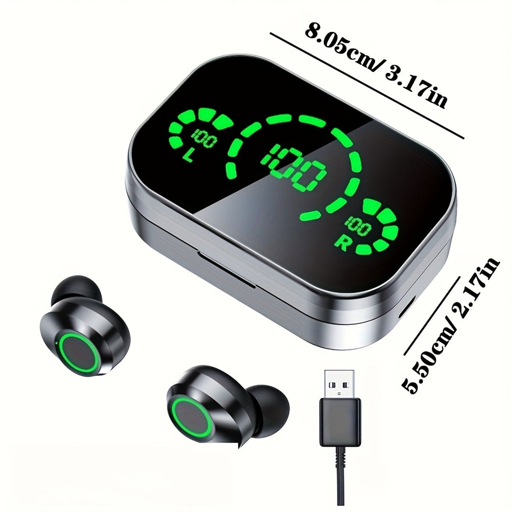 TWS Wireless Earbuds Stereo Bluetooth Earphones Mini In-Ear Headphones with Charging Case Compatible with iPhone Android Xiaomi Black