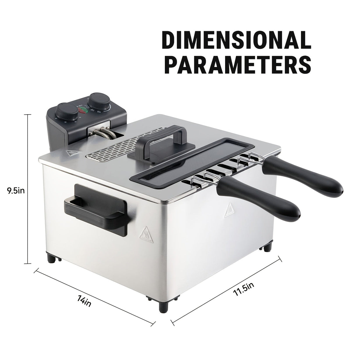 1700W Electric Deep Fryer with Timer & Temperature Control - 101oz / 1.32 Gal Stainless Steel Fryer, Frying Basket, Lid with View Window, for Home Kitchen Fried Chicken Wings Fries - 2 Sizes