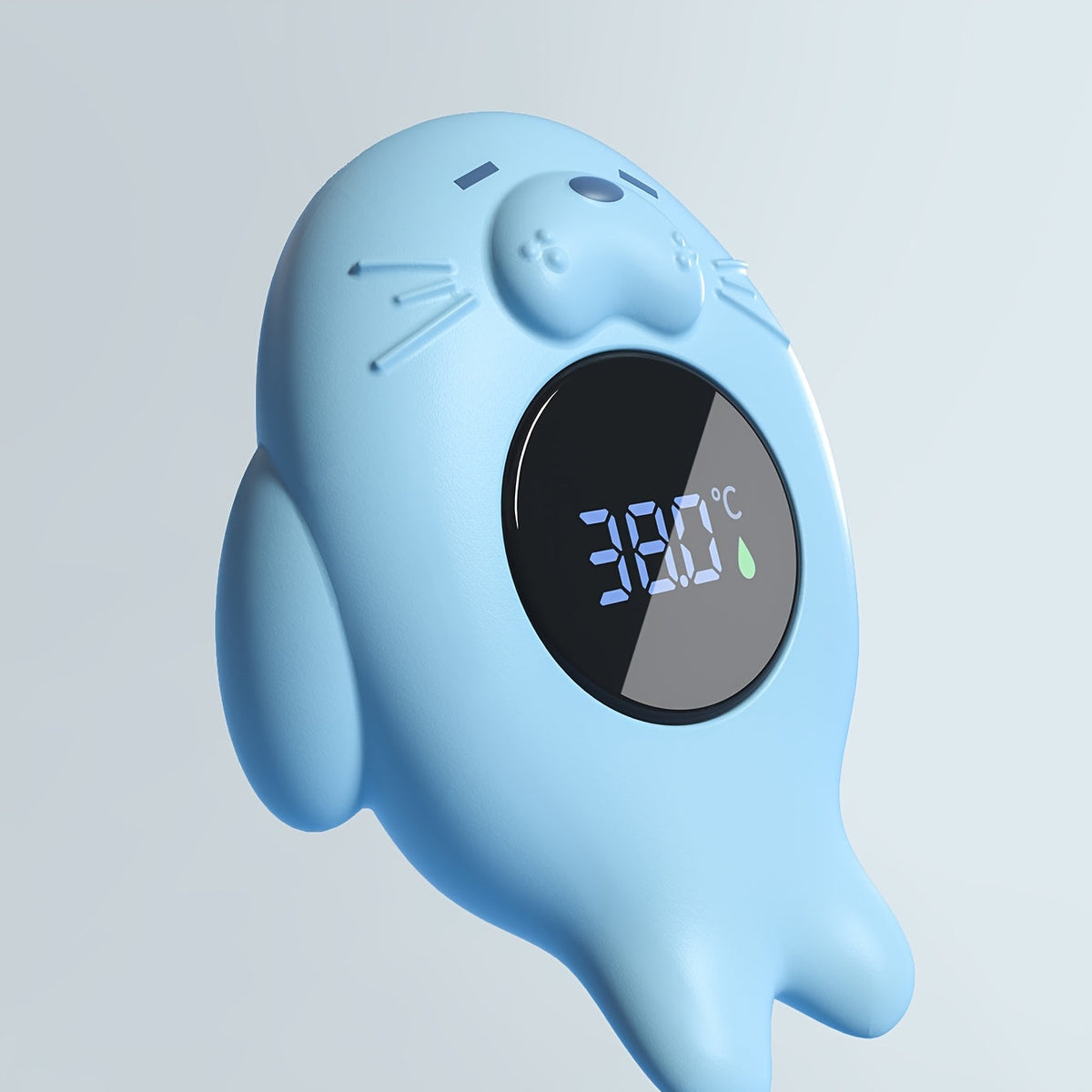 Sea Otter Floating Baby Bath Water Thermometer, Digital Water & Room Temperature Thermometer for Infant & Toddler Tub and Pool, Auto On/Off with Temperature Warning, Blue & Grey