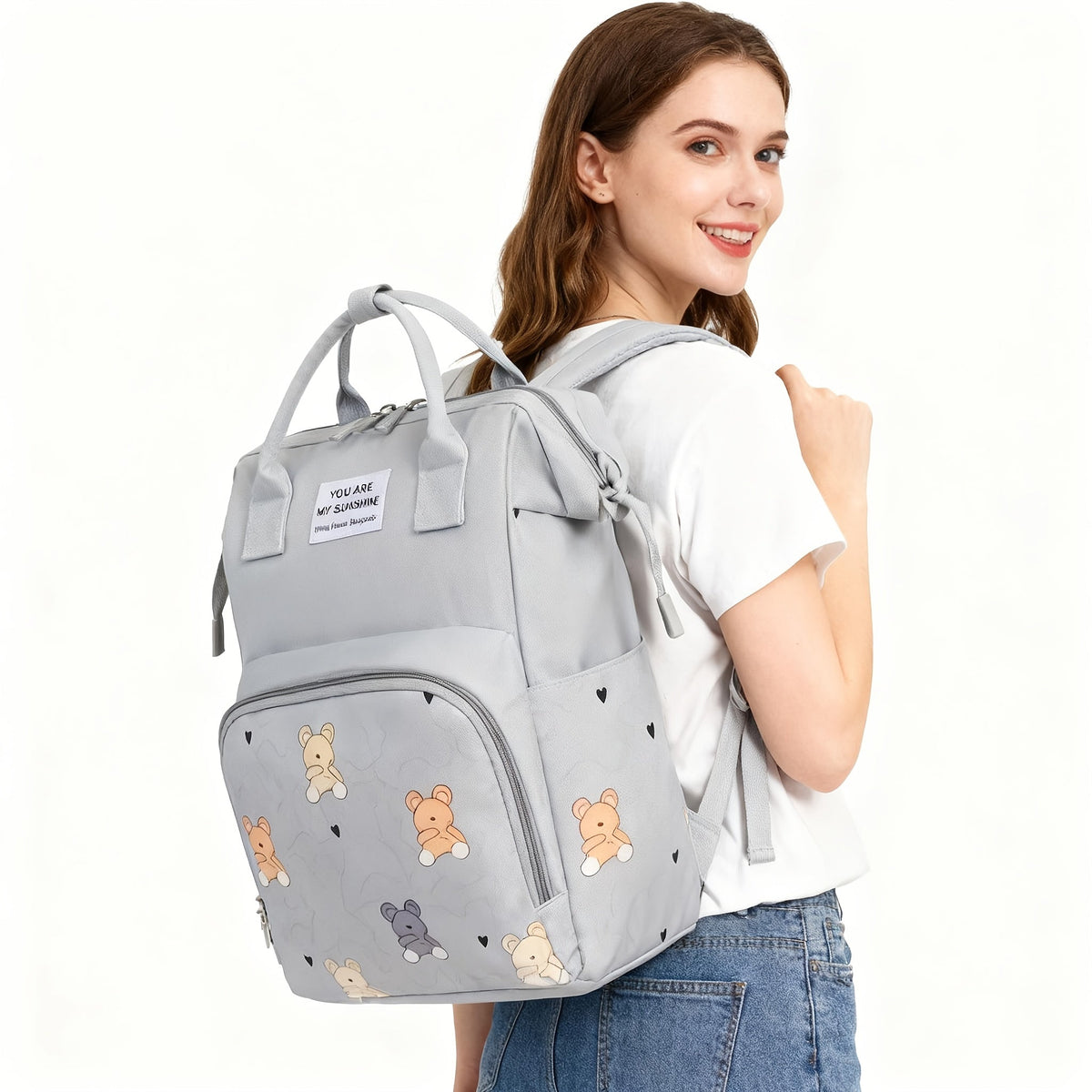 Multifunctional Travel Diaper Backpack & Changing Bag, Stroller-Compatible Baby Diaper Bag for Parents, Grey, Purple, Gray Green, Pink & Blue