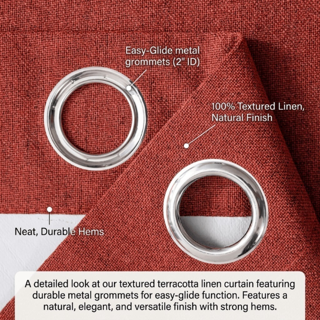 Linen Textured 100% Blackout Curtains 4 Panels Machine Washable Window Drapes – Rust Light Grey Khaki 54W x 84L Inch