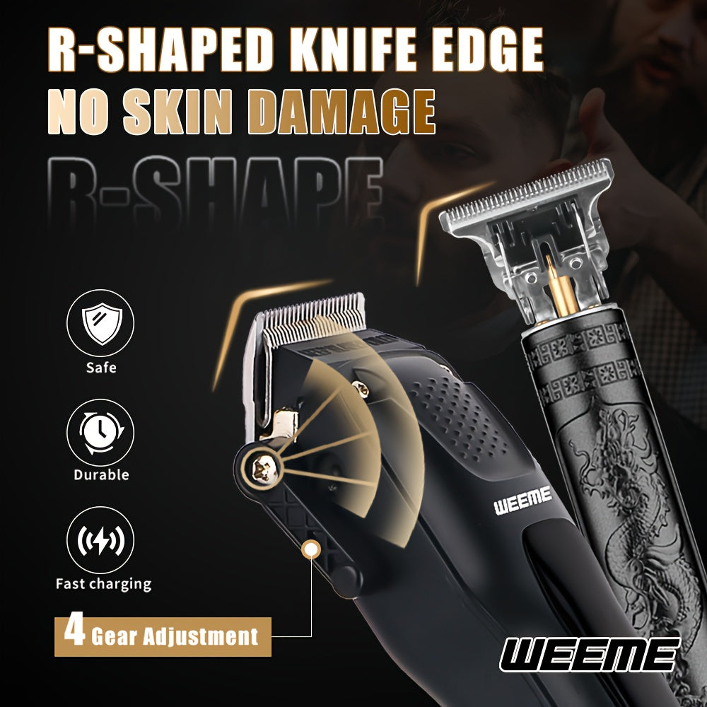 Men's Grooming Set - Professional Hair Clipper, Cordless Shaver & Beard Trimmer - LCD Display & USB Fast Charge - 2-Piece & 3-Piece - Black - Gift for Dad, Husband & Groom