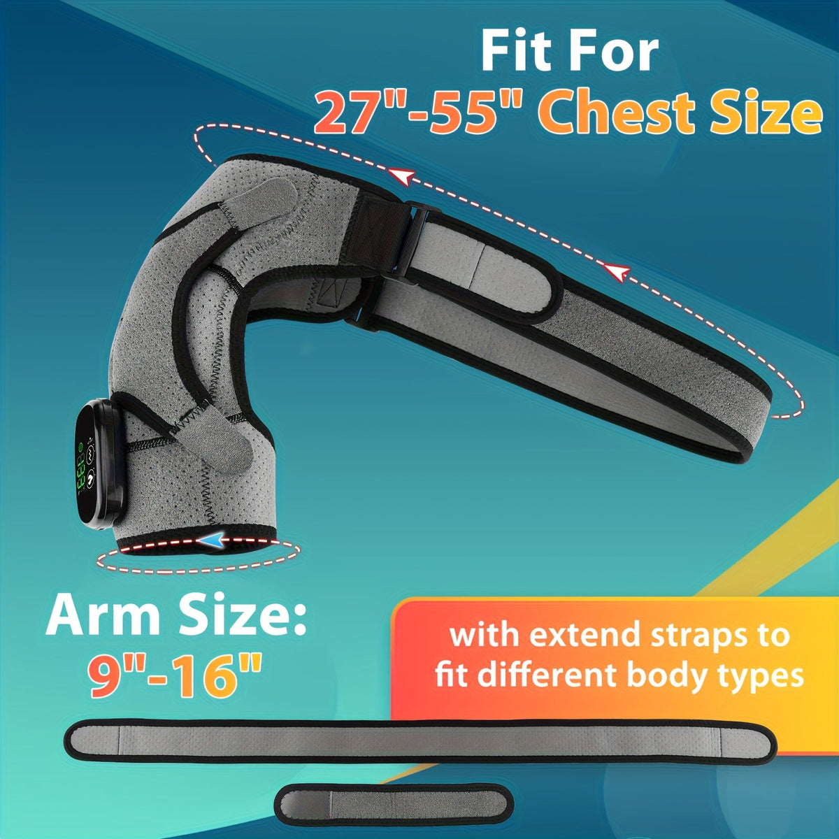 Wireless Heated Shoulder Wrap & Massager - 3 Heat & 3 Vibration Settings, Adjustable Straps, for Shoulder & Knee Pain Relief, Portable for Home & Travel - 2026 Remote Control Model