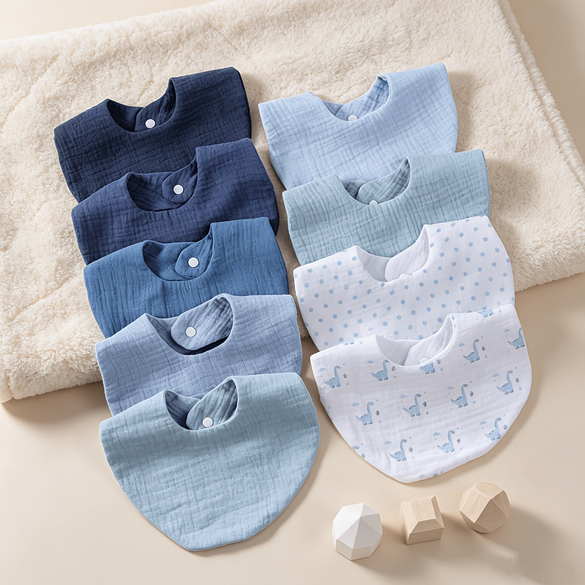 9-Pack Pure Cotton Baby Drool Bibs, Soft Absorbent Unisex Drool Bibs for Baby Boys & Girls, Simple & Versatile Everyday Bibs, 3 Color Sets Including Pink Blue & Green