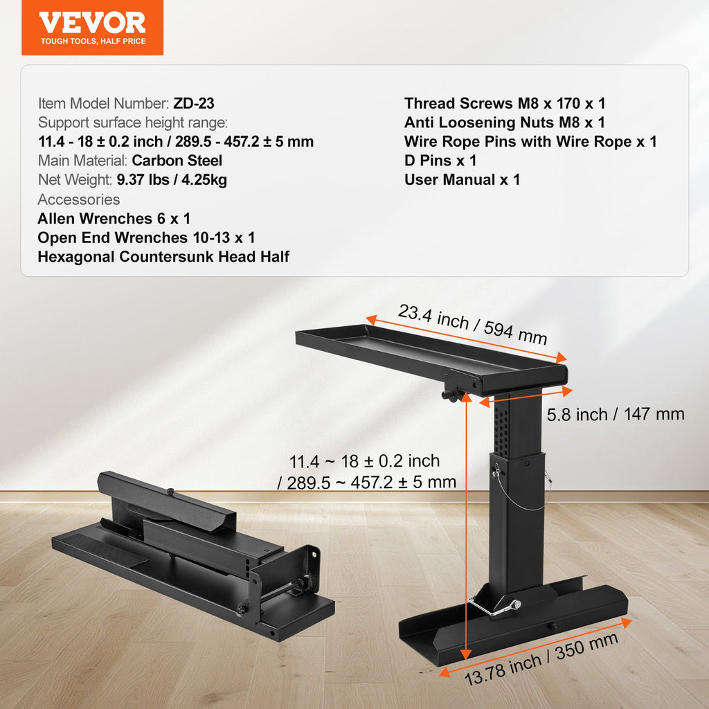 VEVOR Ladder Leveler – 23.4" Support Surface, 11.4–18" Adjustable Height, Folding Stabilizer for Stairs & Uneven Terrain, Carbon Steel, Non-Slip Rubber Feet, Fits Fiberglass, Aluminum & Telescopic Ladders, Black – Nova Mart