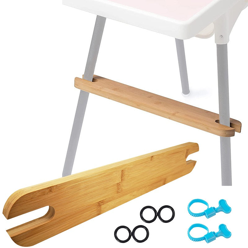 Adjustable High Chair Footrest, Natural Bamboo & Wood Anti-Slip Foot Rest for Baby High Chairs & Office Chairs, Compatible with IKEA Antilop & More