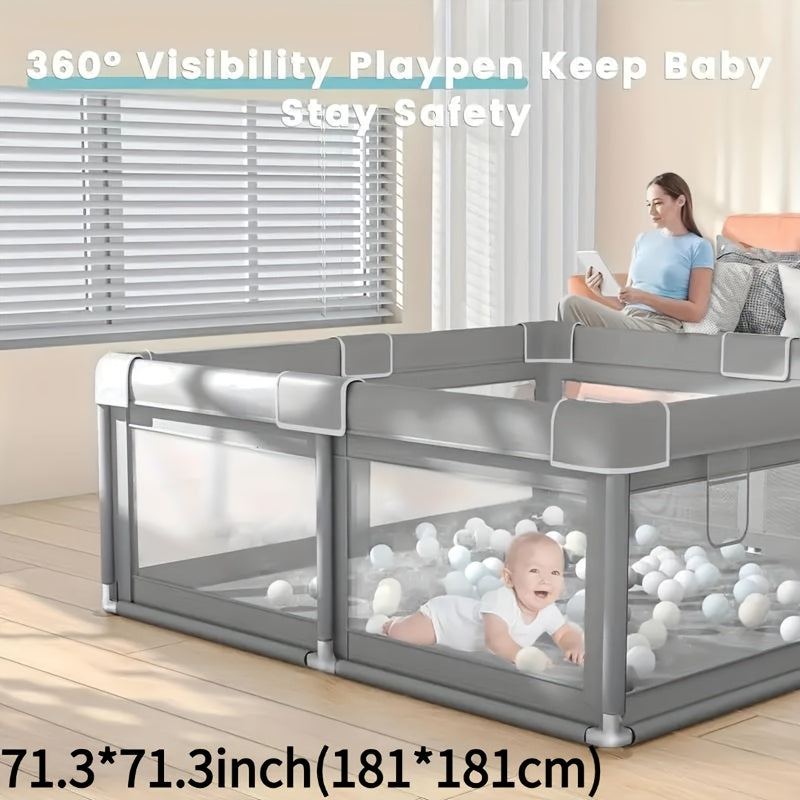 Baby Playpen & Kids Activity Center, Sturdy Safe Soft Breathable Mesh Indoor & Outdoor Toddler Play Yard, Easy Assembly Durable Baby Play Pen for Infants & Toddlers, Multiple Sizes, Beige & Grey